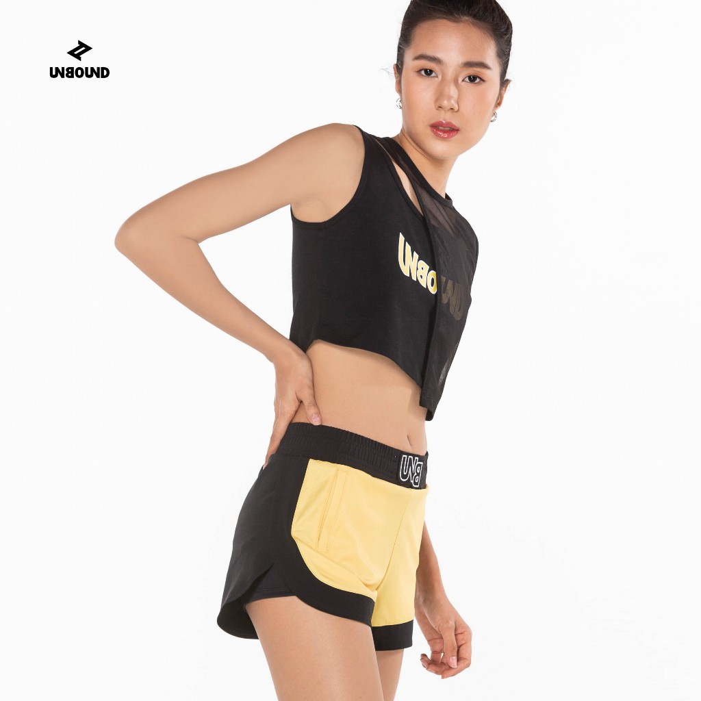 UNBOUND NATURE LAYER SLEEVELESS CROP TOP เสื้อครอปแขนกุดสีดำ 2 เลเยอร์