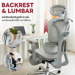 DESKSPACE เก้าอี้ทำงานเพื่อสุขภาพ รุ่น Stellar Ergonomic Chair เบาะนั่งตาข่ายเสริมฟองน้ำ พนักพิงปรับความสูงได้ 4 ระดับ