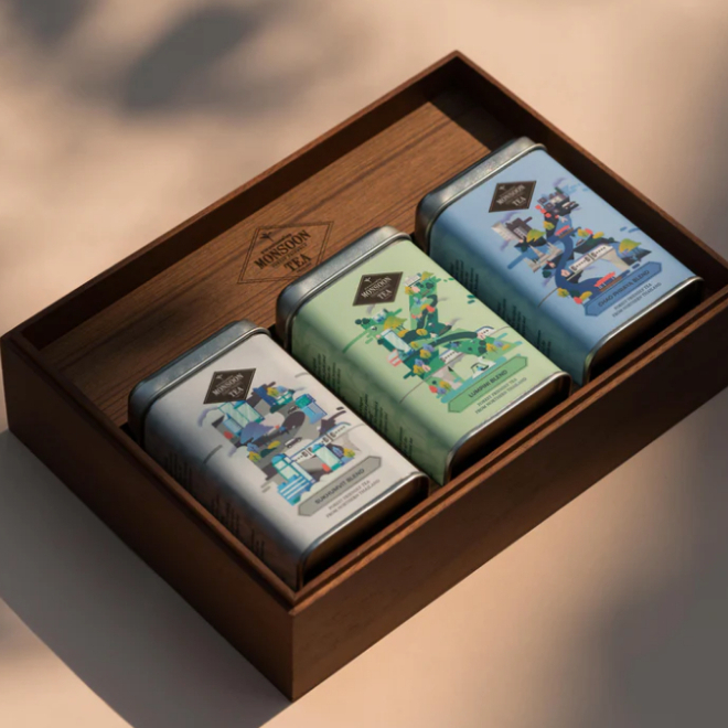 เซตชามอนซูนที Bangkok Blends (Box Gift Set 50g x3) ชุดของขวัญกล่องไม้แฮนด์เมดเรียบหรู