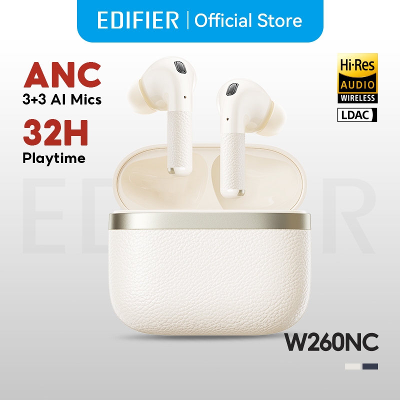 Edifier W260NC TWS หูฟังบลูทูธ ANC เสียงความละเอียดสูงได้รับการรับรองไร้สายและ LDAC IP54