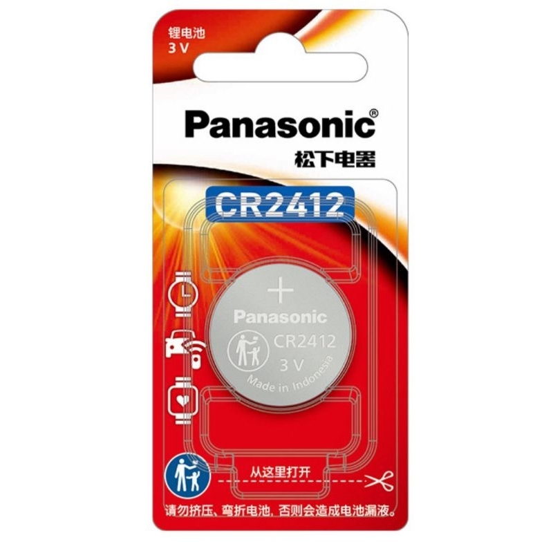 (แพคเกจสีแดง) ถ่าน Panasonic CR2412 Lithium 3V แพคเดี่ยว จำนวน 1ก้อน ของแท้ แพคนำเข้าจากฮ่องกง