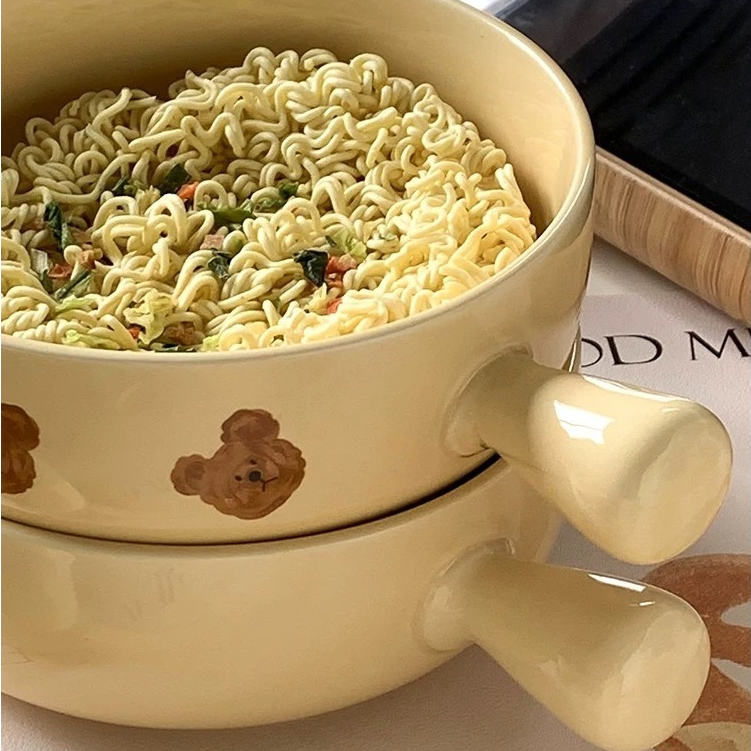 🏷️[Home] ♡ จานเซรามิค 𝗕𝗲𝗮𝗿 จานหมี 🐻 ชามหมี จานใส่อเนกประสงค์  สไตล์เกาหลี เข้าเตาไมโคเวฟได้ ♡  ชามสลัด - รูปที่ 6