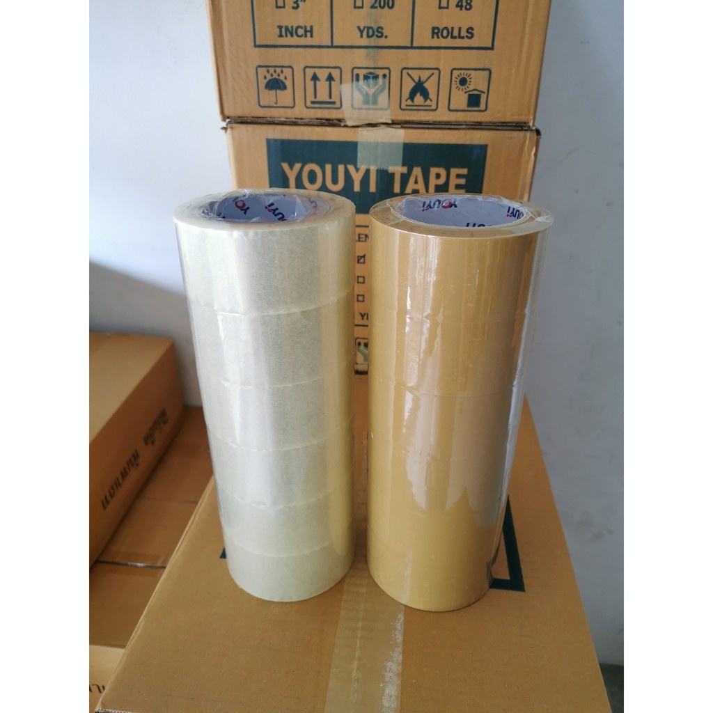 (ถูกที่สุด) (แพค 6 / 12 ขิ้น)เทปใส เทปขุ่น 2 นิ้ว 100 หลา 40 ไมครอน OPP tape เทปปิดกล่อง สก็อตเทป