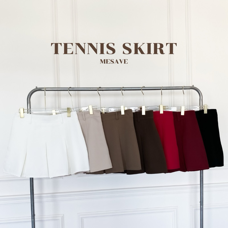 TENNIS  SKIRT กระโปรงเทนนิสเอวสูง ซิปข้างมีซับใน มีไซส์ S-7XL สาวอวบใส่ได้ รุ่นS24 - Mesave