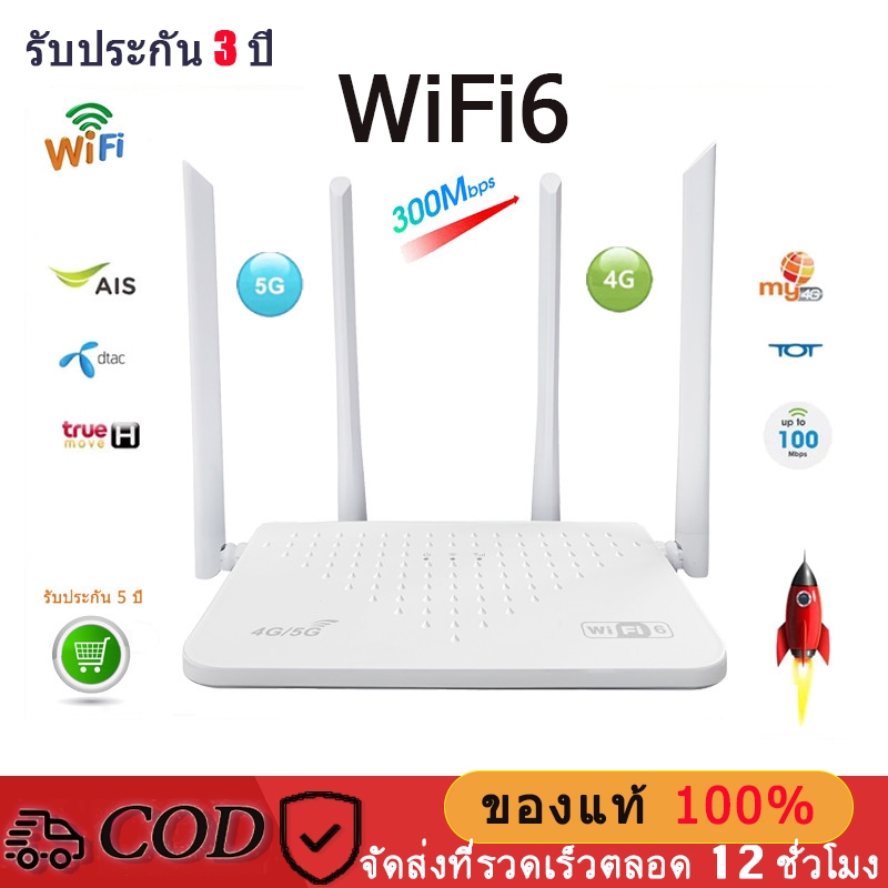 เร้าเตอร์ใส่ซิม เราเตอร์ 4G/5G Router wifi 300 Mbps 2.5Ghz ใช้ได้กับซิมทุกเครือข่าย เสียบใช้เลย ไม่ติดตั้ง รับประกัน 3ปี