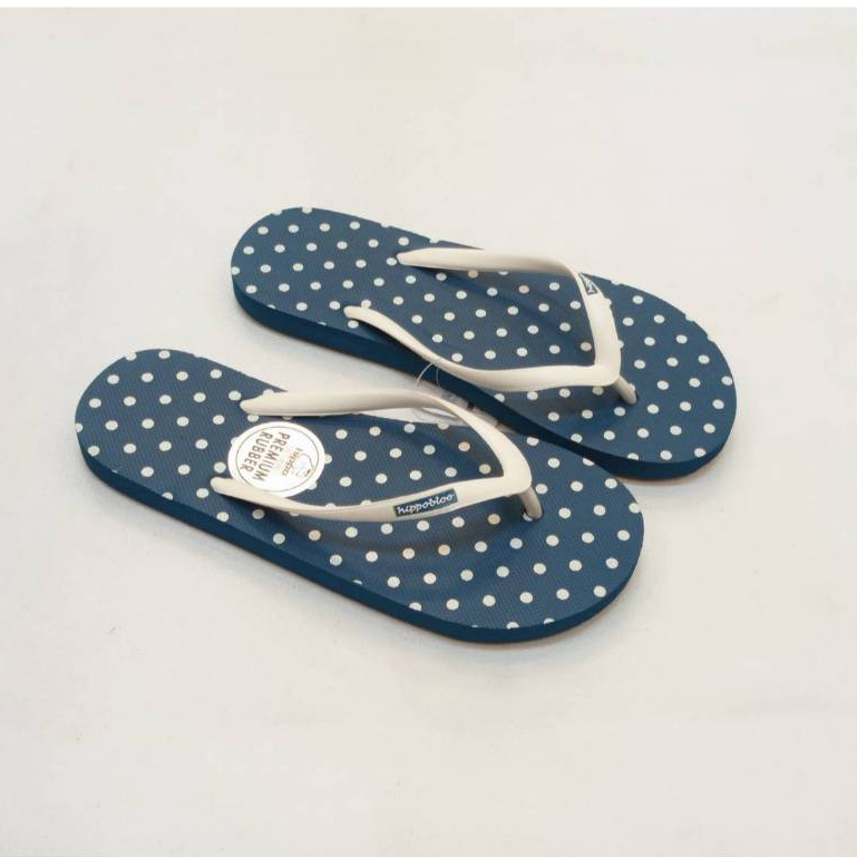 รองเท้าแตะลายจุด Hippo Bloo  สีเทอควอยซ์ตัดครีม โทนสีสดใส 12 สี รองเท้าอยู่บ้าน sandals ฮิปโป บลู