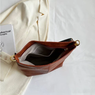Fashion กระเป๋าสะพายข้าง หนัง PU ทรงTOTE ไม่มีลาย แฟชั่น สไตล์เกาหลี B-901