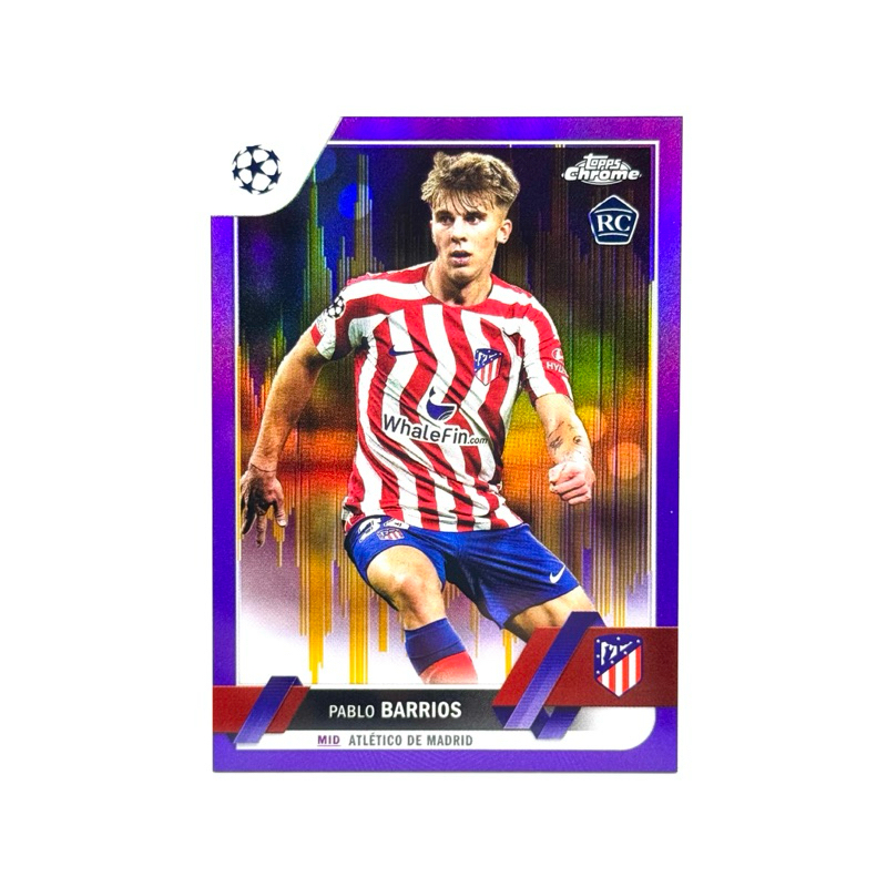 Topps Chrome 22/23 Pablo Barrios Atlético de Madrid RC Purple/Gold Seismic Refractors