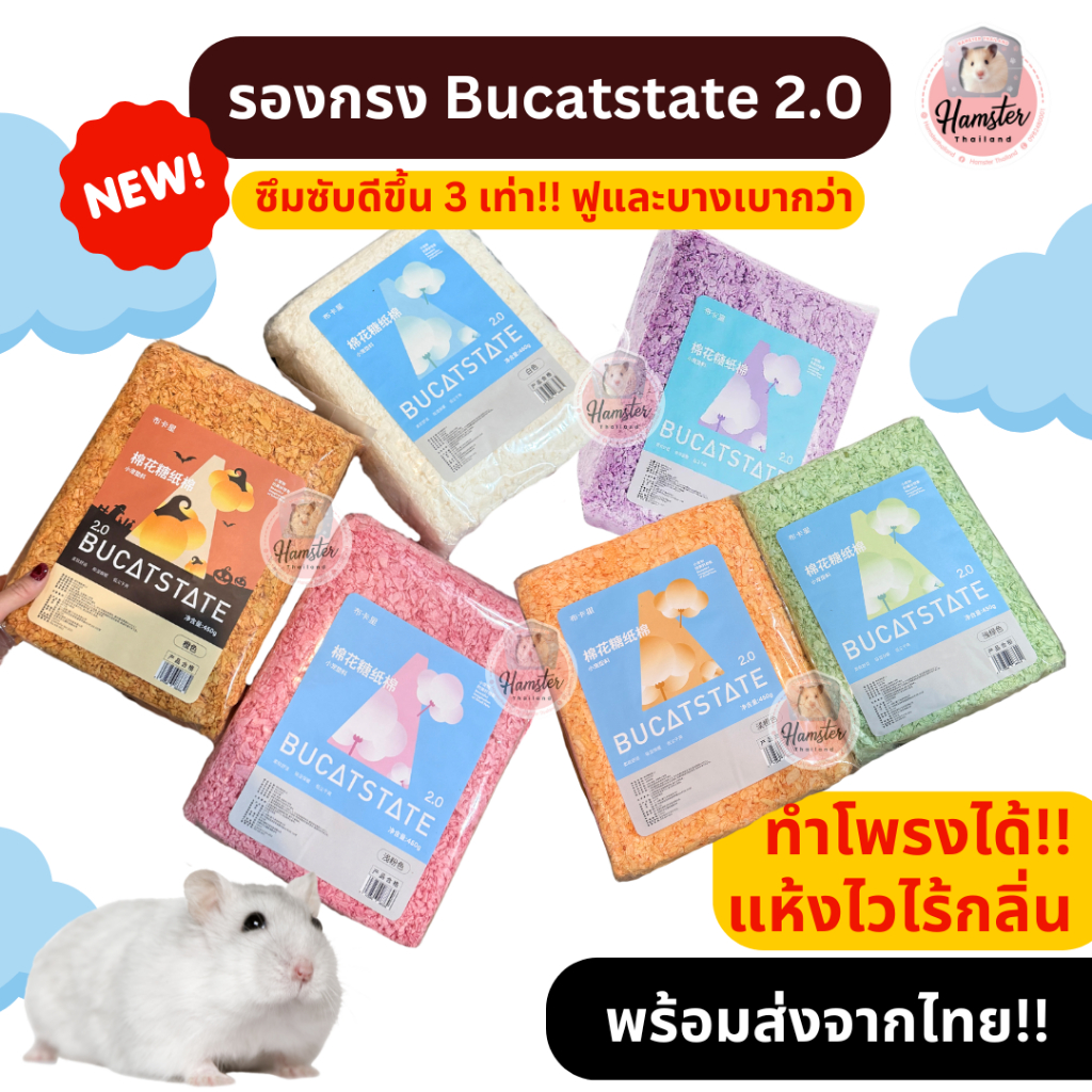 [Hamsterthailand] ຮອງກວ່າງ Bucatstate ລຸ້ນໃໝ່ 2.0 ຊຶມຊັບດີ ຫຼາກສີ ສຳລັບສັດລ້ຽງໜູ (450g)