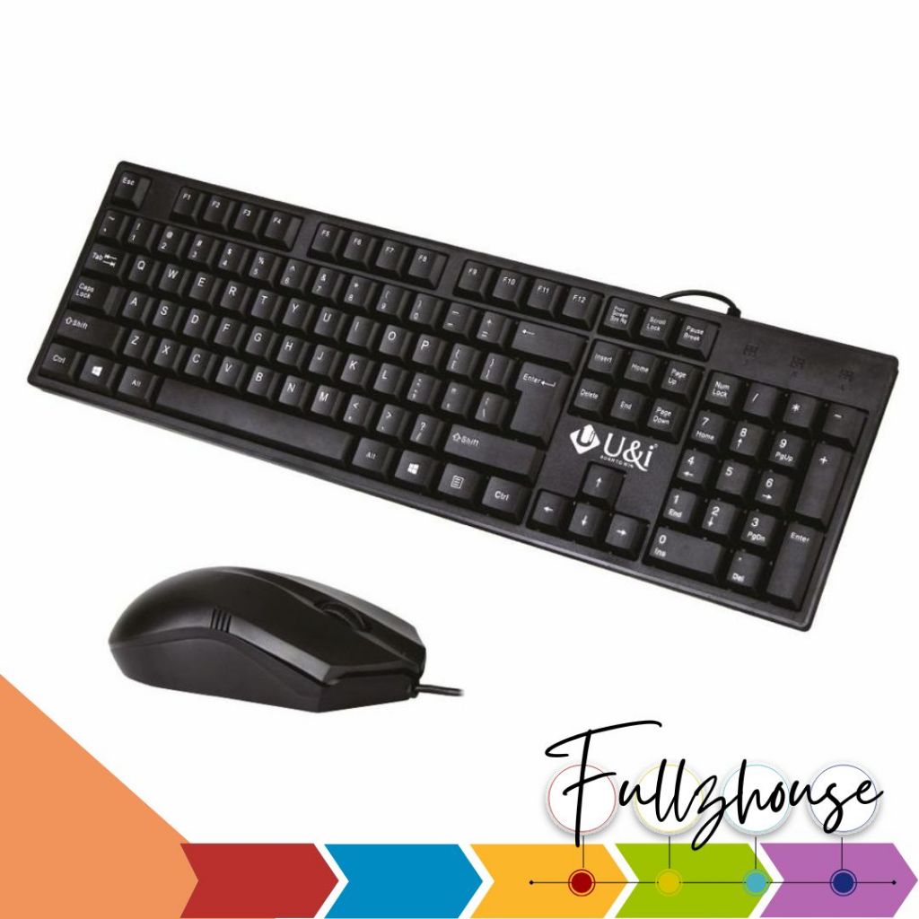 จัดส่งด่วน U&I UiSK-8028 Keyboard and mouse WIRED COMBO SERIES คีย์บอร์ดพร้อมเม้าส์