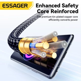 Essager สายเคเบิล USB Type C ถึง Type C 60W 100W 5A พร้อมจอแสดงผล LED ชาร์จเร็ว ถ่ายโอนข้อมูล 480Mbps สายเคเบิล C ถึง C