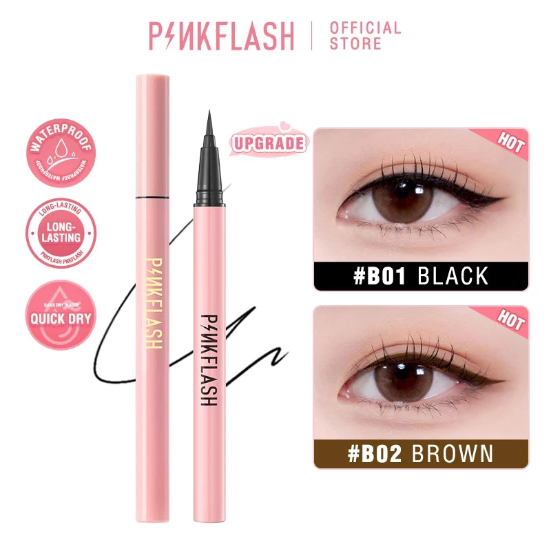 Pinkflash Ohmyline อายไลเนอร์ สีดํา เนื้อแมตต์ กันน้ํา ติดทนนาน ทั้งวัน ใช้งานง่าย ไม่เลอะ Eye Liner