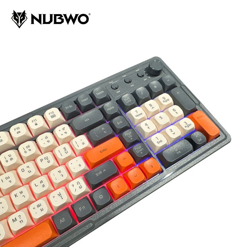 NUBWO NK52 Gaming Keyboard Membrane Switch 101 Keys Rainbow LIGHTING ปุ่มยาง+Konb