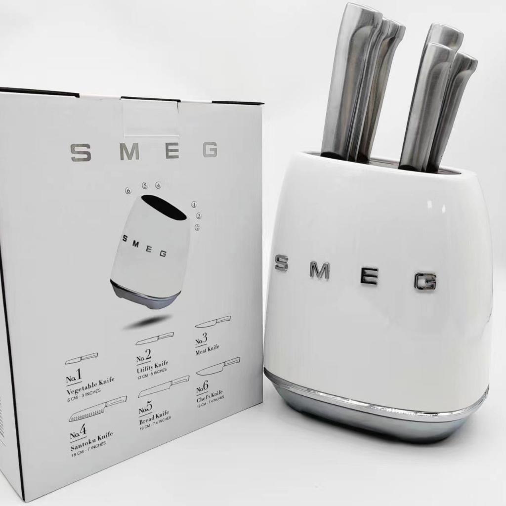 อิตาลี SMEG ชุดมีด 7 ชิ้นครัววินเทจบ้านสแตนเลสมีดครบชุด