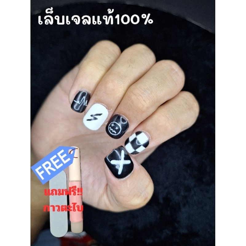 【 สไตล์ผู้ชาย】 เล็บปลอมเจลแท้ 100% size Ss S M L XL