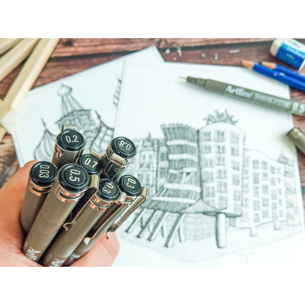 Artline Drawing System ปากกาเขียนแบบ ชุด 4 ด้าม ขนาด 0.03 – 0.8 มม. ตัดเส้น เซ็นชื่อ หมึกกันน้ำ 100% ราคา ถูกที่สุด ดีลบีเคเค แกลเลอรีภาพที่ 6
