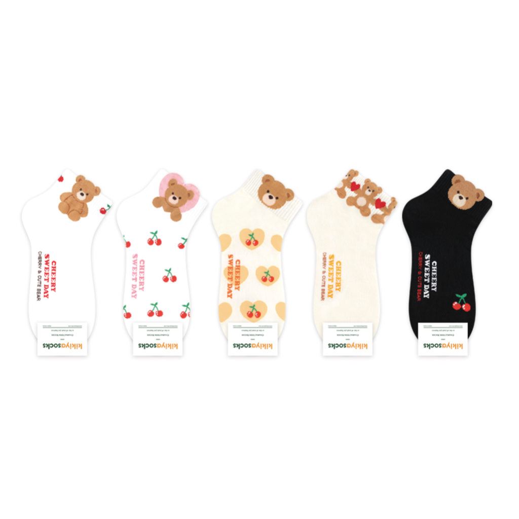 Cherry Bear middle socks (made in Korea)