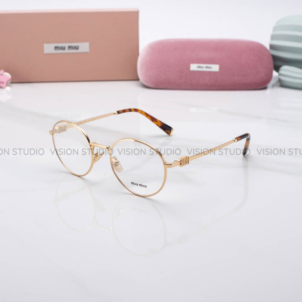 แว่นสายตา Miu Miu รุ่น MU52XV สีทอง 5AK1O1 ใหม่ ของแท้100% รับประกัน 2 ปีเต็ม พร้อมอุปกรณ์