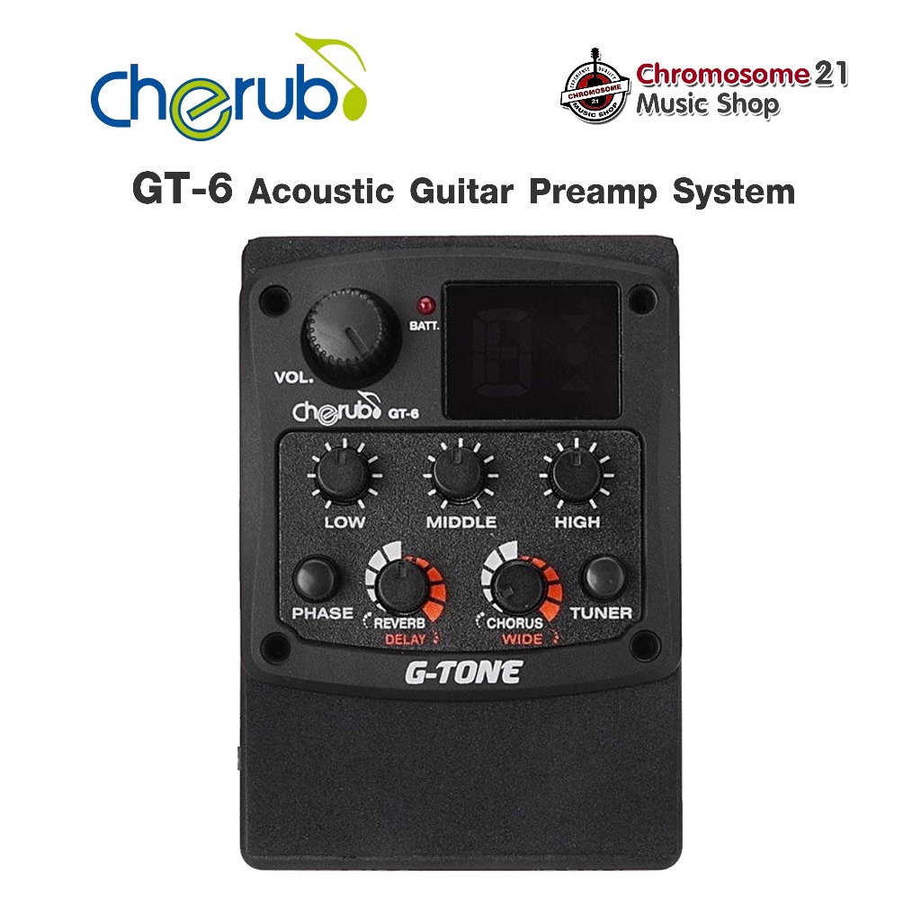ปิคอัพกีตาร์โปร่ง Cherub G-Tone GT-6 Acoustic Guitar Preamp มีเอฟเฟคดีเล รีเวิฟ คอรัส มีจูนเนอร์