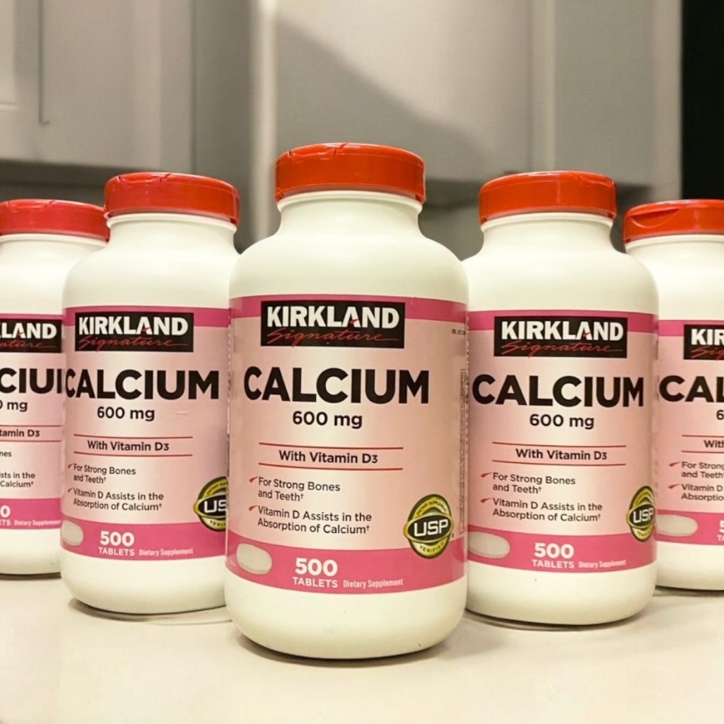 🔥🔥Exp.07/2027 Kirkland Signature Calcium 600 mg with Vitamin D3 500 เม็ด