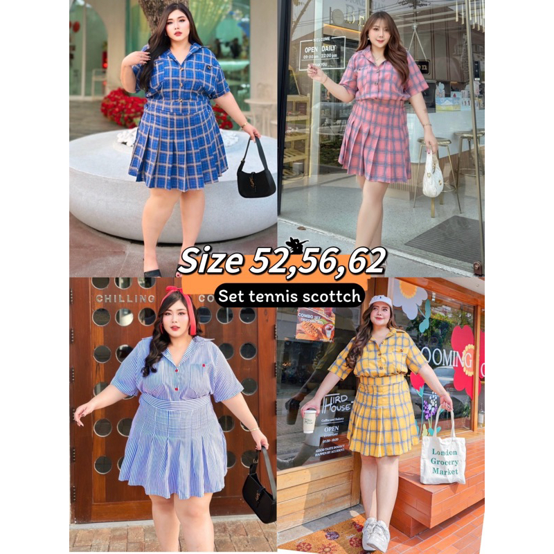 tennis set|ชุดเซ็ตเสื้อ+กระโปรงเทนนิส|อก34-62