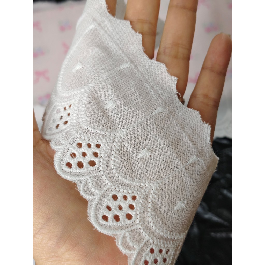 ผ้าคอตตอน 100% ผ้าคอตอนเกรดดี พรีเมี่ยม ไม่บาง ผ้าลูกไม้ตกแต่ง ลูกไม้ระบาย กุ๊น ลูกไม้ เสื้อผ้า ริบบิ้นลูกไม้ ริบบิ้น - รูปที่ 3