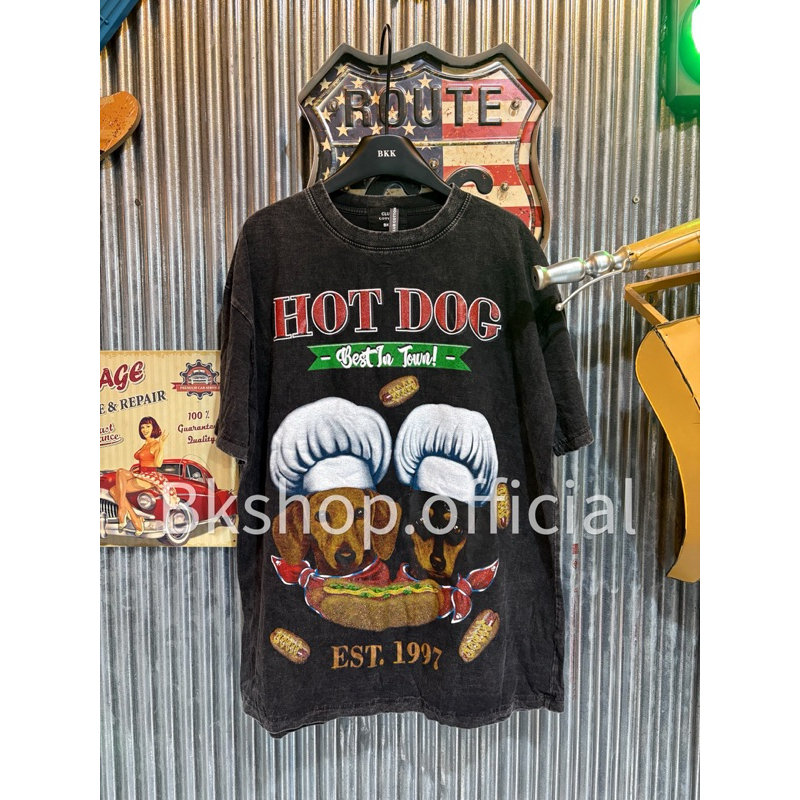 เสื้อยืด ผ้าฟอก ลายหมาHotdog | BK.shop🌈
