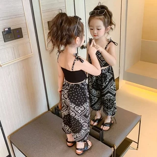 BB074 พร้อมส่งชุดเช็ตสายเดี่ยวเด็กผู้หญิง งานเช็กซี่ เสื้อ+กางเกง สไตล์เกาหลี