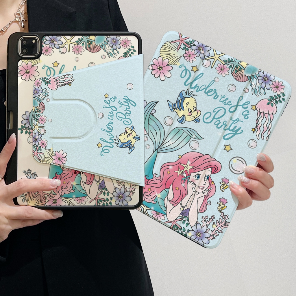 ✨พร้อมส่ง✨เคสiPadหมุน 360° เจ้าหญิง Gen12 Pro13 2024 Air6 11 Gen11 Air7 Mini7มหาสมุทร เคสไอพีดี Gen6