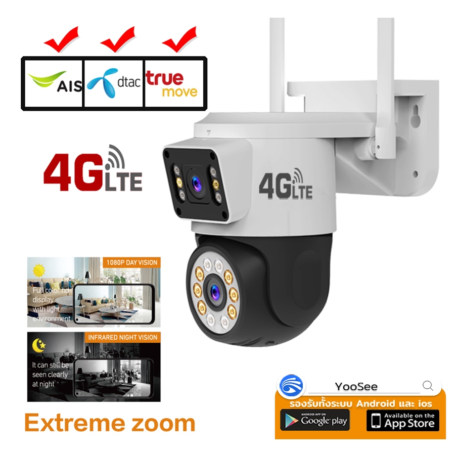 กล้องวงจรปิด sim 4G กล้องวงจรปิดใส่ซิม 4G 2เลนส์ cctv camera กล้องวงจรปิดดูผ่านมือถือ กันน้ำ ตรวจจับความเคลื่อนไหว พูดคุ - รูปที่ 5