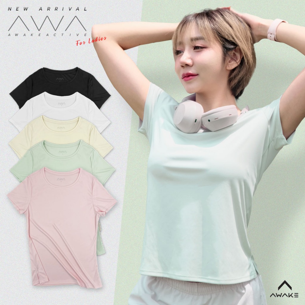 AWAKE เสื้อกีฬาคอกลมสำหรับผู้หญิง MICRO ACTIVE