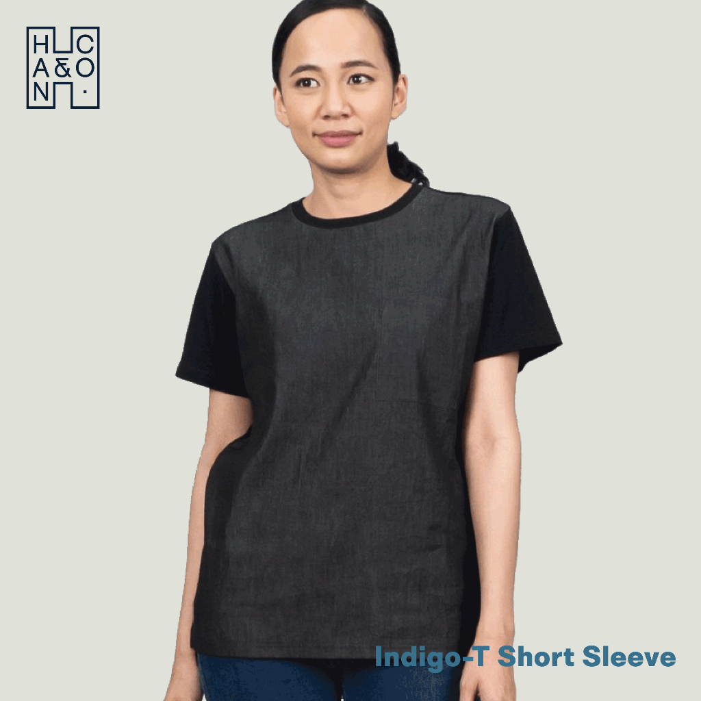 Han&Co. Indigo-T Short Sleeve - Indigo Black เสื้อยืดสีดำตัดต่อผ้า Indigo Black (Women)