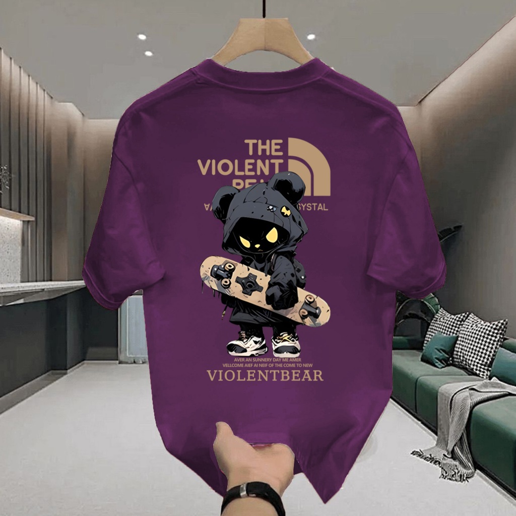 YOU-T เสื้อยืดโอเวอร์ไซส์ เสื้อแฟชั่น สวมใส่สบาย ผ้าฝ้ายแท้100% เสื้อยืดวินเทจ ยูนิเซ็กส์ ภาพพิมพ์ “THE VIOLENT01” ราคา ถูกที่สุด ดีลบีเคเค แกลเลอรีภาพที่ 2