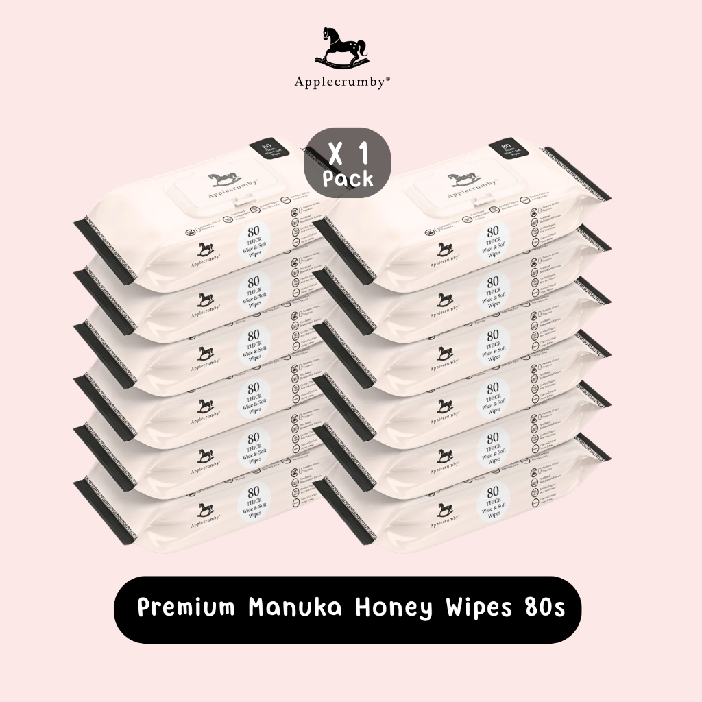 Applecrumby | Premium Manuka Honey Wipes 80s แพ็คใหญ่ 80 ชิ้น 1 แพ็ค