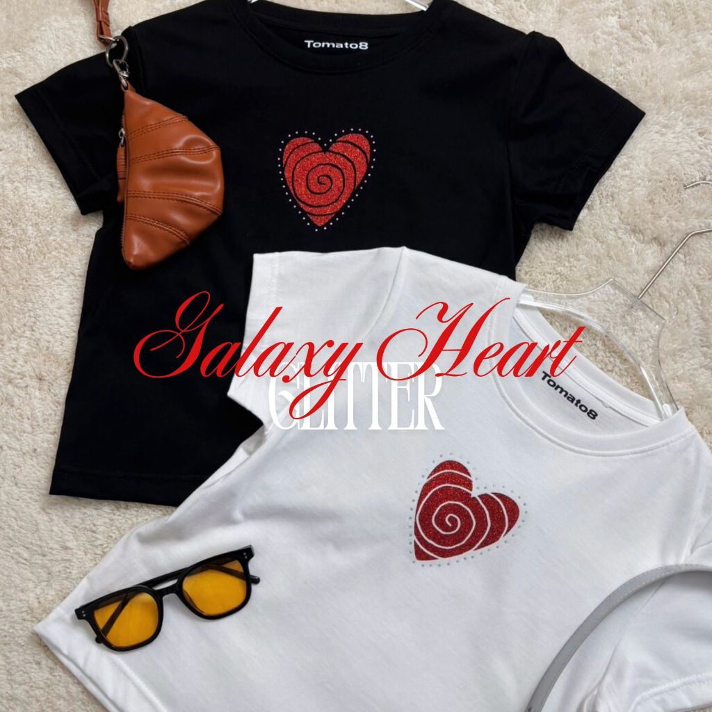 [Tomato8]- galaxy heart ลายกลิตเตอร์ปักเพชร