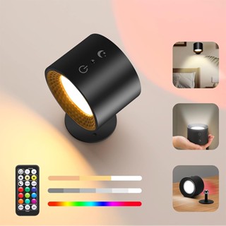 โคมไฟติดผนัง LED หัวคู่พร้อมรีโมทควบคุมแบบสัมผัส หมุนได้ 360…