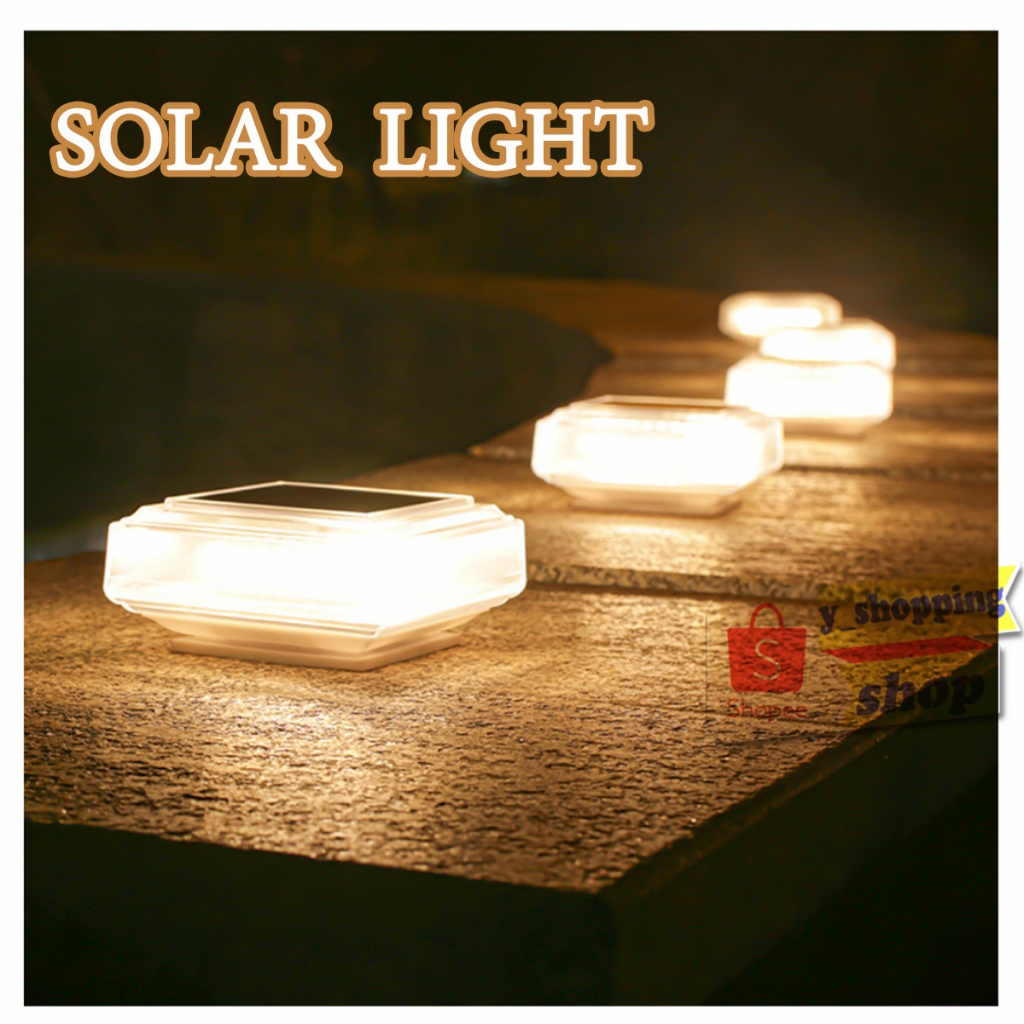 1PCS ไฟเหลือง โคมไฟหัวเสา ไฟโซล่าเซลล์ Solar light 30 LED   กันฝนIP65