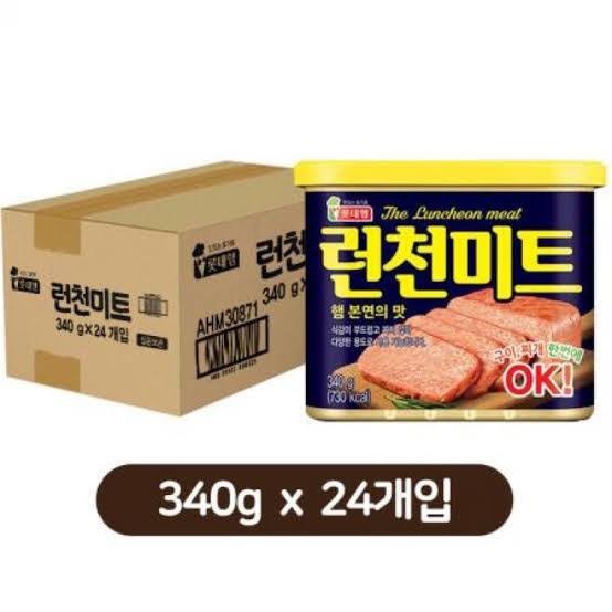 ยกลัง แฮมกระป๋องเกาหลี lotte brand luncheon meat 340g 롯데 런천미트 1box x 24pcs