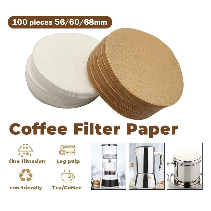 กระดาษกรองกาแฟวงกลม - แผ่นกรอง 100 แผ่น กระดาษดริป สำหรับ หม้อต้มกาแฟ Moka Pot Paper Filter โมก้าพอท กรองกาแฟ