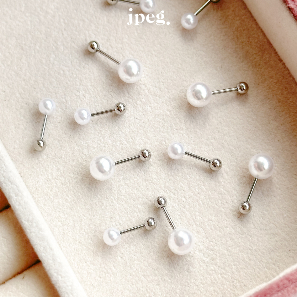 JPEG Pearl Piercing Thickness 0.8 mm (Stainless Steel) จิวหู ก้านเท่าต่างหูปกติ