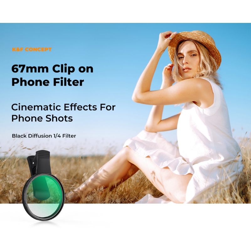K&F Nano-K Filter Black Mist 1/4 พร้อมตัวหนีบโทรศัพท์สำหรับใส่ฟิลเตอร์ขนาด67mm. (KF01.2898V2)