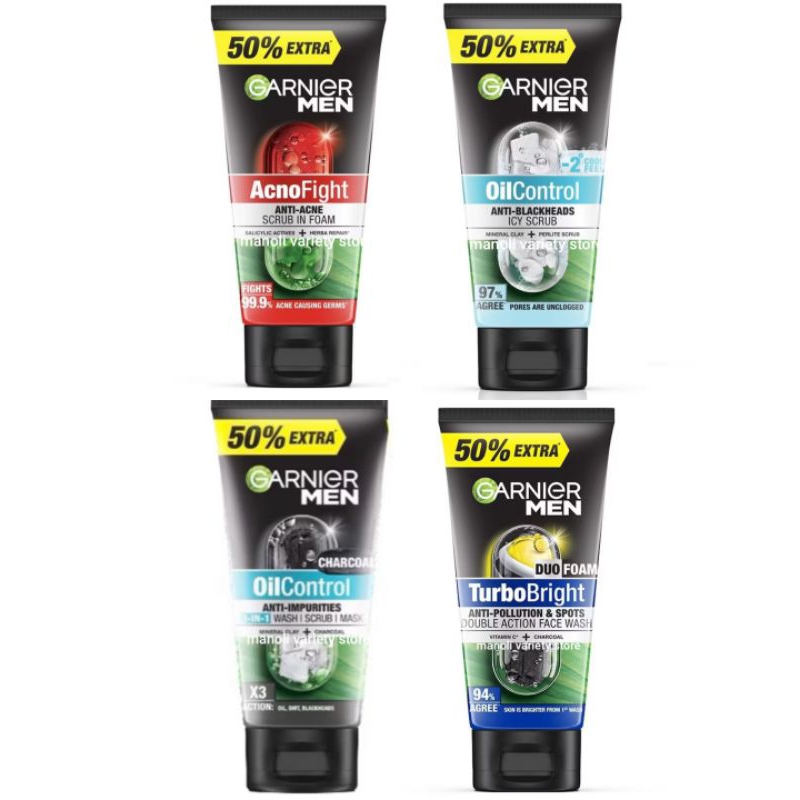 (แพคเกจใหม่)ขนาด150มล. Garnier Men โฟมการ์นิเย่  สิวเสี้ยน กระจ่างใส ลดความมัน Oil control acne สิวหัวดำ