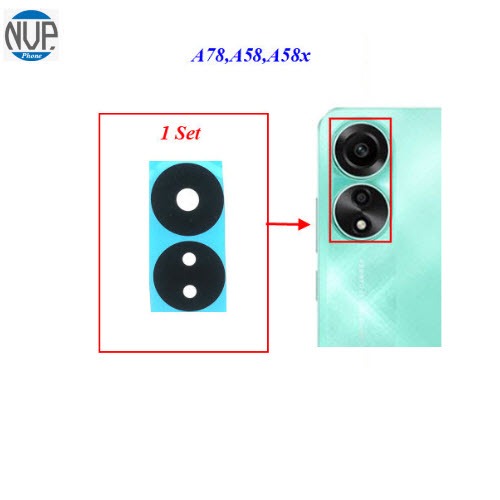 ชุดกระจกเลนส์กล้อง Oppo A78(4G),CPH2565,  A78(5G),CPH2483,CPH2495,A58,CPH2577,A58x(1 Set)