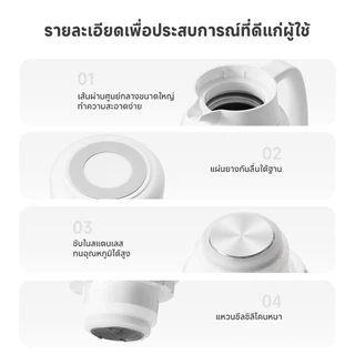Simplus เหยือกน้ำเก็บอุณหภูมิ ซับในสแตนเลส ความจุ 2 ลิตร เก็บรักษาความร้อน 48 ชม. บีบเพื่อเปิดฝา BWHU001
