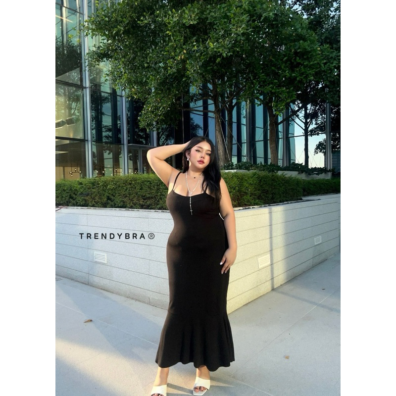 แม็กซี่เดรสHiso  แม็กซี่เดรสสายเดี่ยวผ้าสเปนเดกซ์  ทรงหางปลา