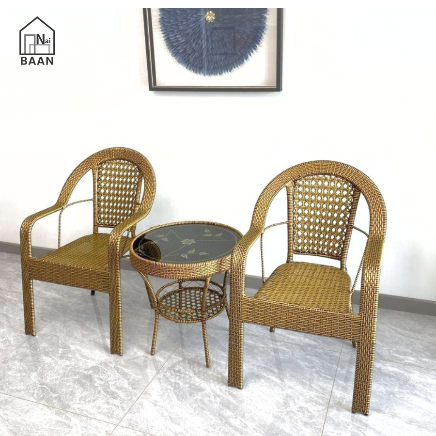 Naibaan ชุดโต๊ะเก้าอี้ หวายเทียม PE 2ที่นั่ง ชุดโต๊ะกลางแจ้ง ชุดโต๊ะสนาม Table Set