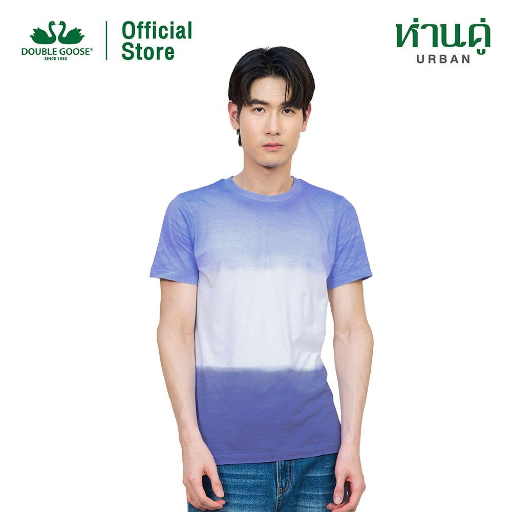 ห่านคู่ เสื้อยืดมัดย้อม โทนสีธรรมชาติ สีม่วงอัญชัน