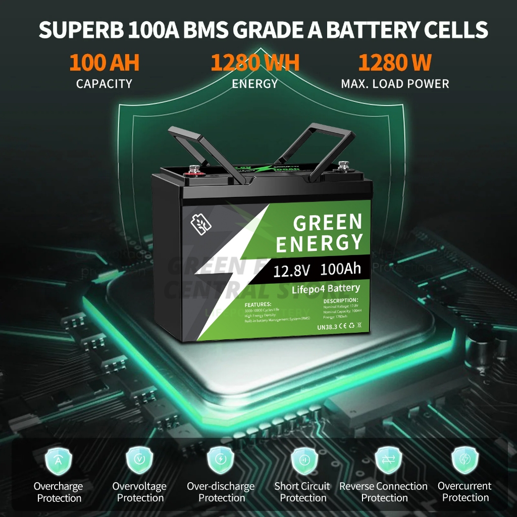 แบตลิเธียม 12.8V 100AH แบตลิเธียม lifepo4 24V 100AH Battery แบตเตอรี่พลังงานแสงอาทิตย์  Life Time 10ปี การป้องกัน BMS - รูปที่ 3