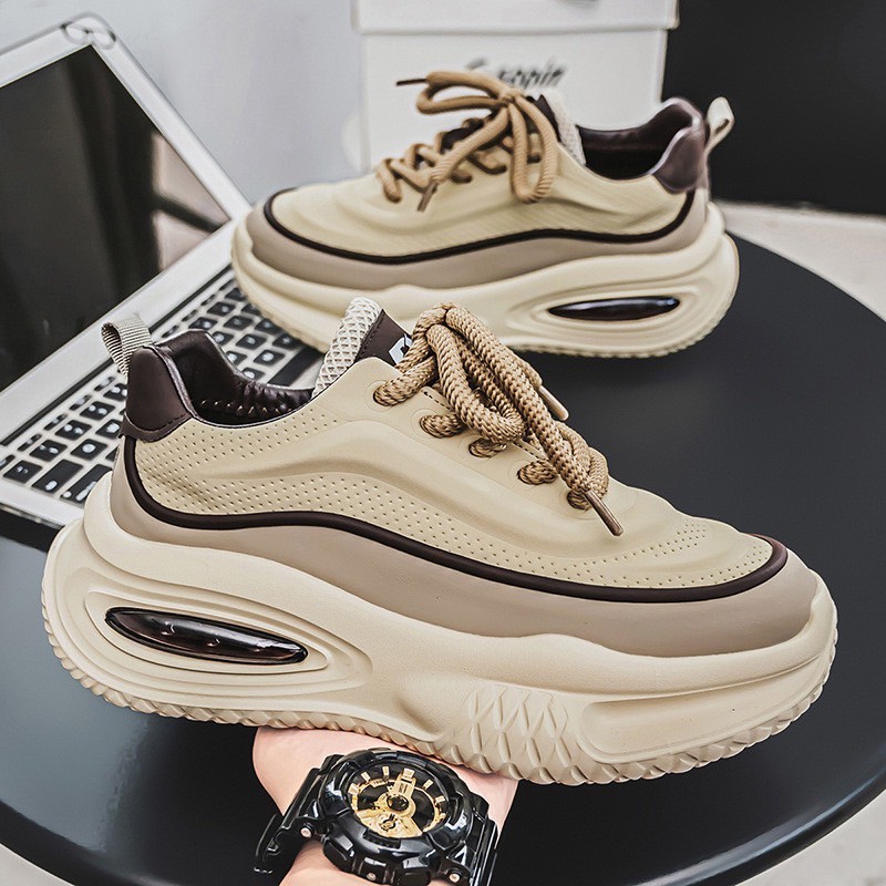 Menshoes รุ่น Z29 (เท้าอวบ +1 ไซส์) รองเท้าผ้าใบผู้ชาย แบบลำลอง งานหนังนิ่ม ทรงเท่ห์ เสริมสน 5 ซม.