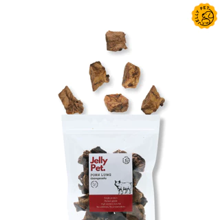 Jelly Pet Pork Lung ปอดหมูอบแห้ง 50 กรัม ไม่เค็ม ไม่ปรุง ขนมสุนัขสุขภาพ ขนมหมาสุขภาพ ขนมแมวสุขภาพ